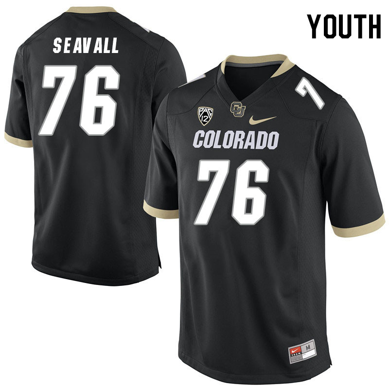 Youth #76 Jack Seavall Colorado Buffaloes College Football Jerseys Stitched Sale-Black